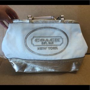Coach canvas and leather detailed handbag